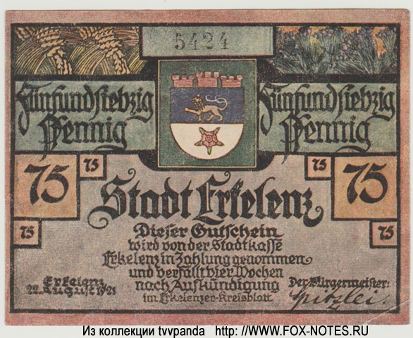 Stadt Erkelenz 75 Pfennig 1921