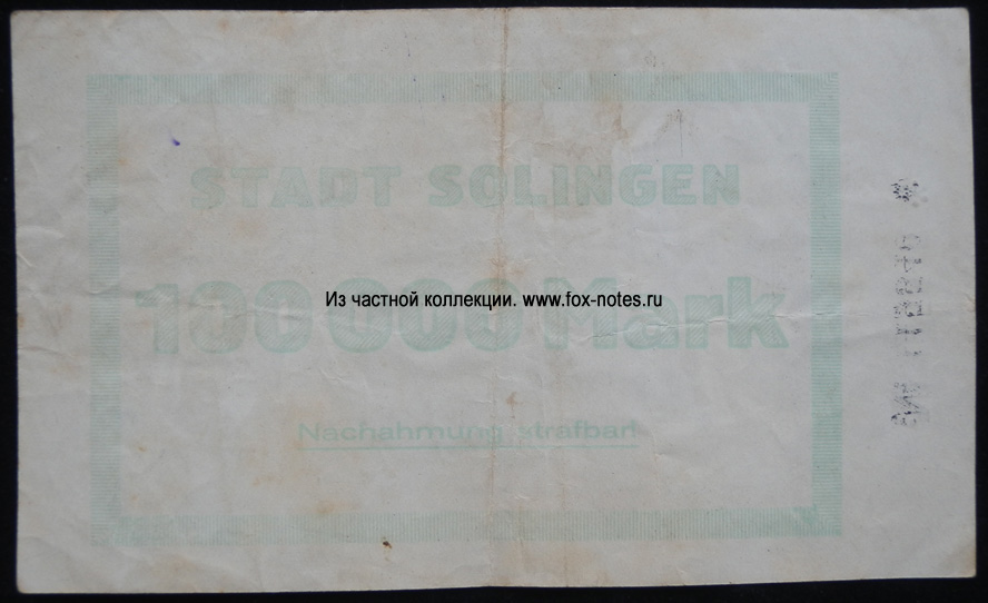 Stadt Solingen 100.000 Mark 1923