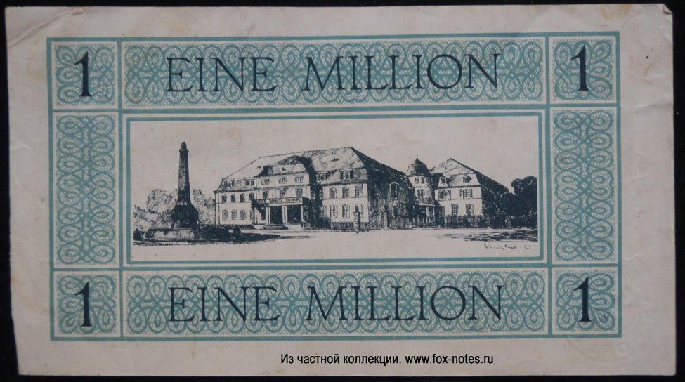 Gutschein des Landkreises Solingen 1 Millionen Mark 1923