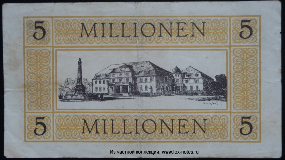 Landkreises Solingen 5 Millionen Mark 1923 serie D