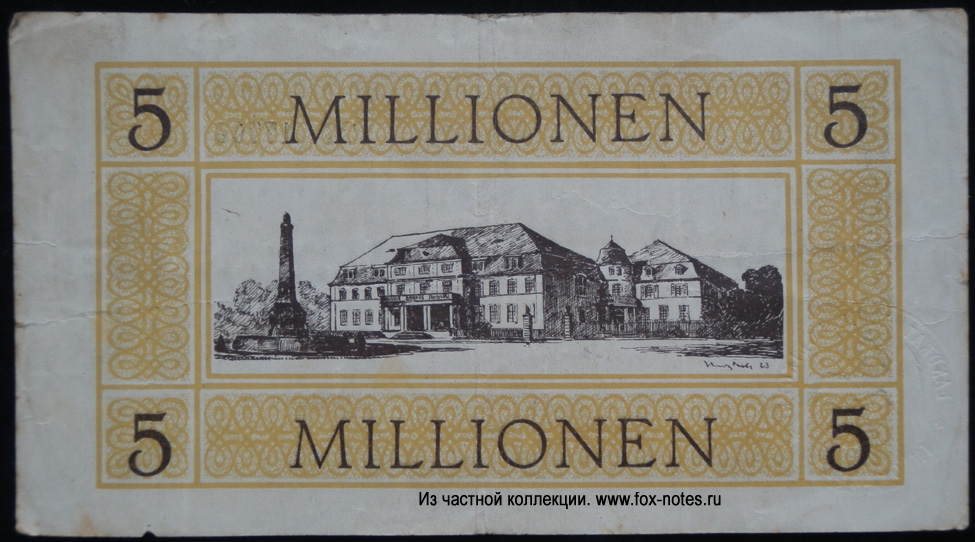 Gutschein des Landkreises Solingen 5 Millionen Mark 1923