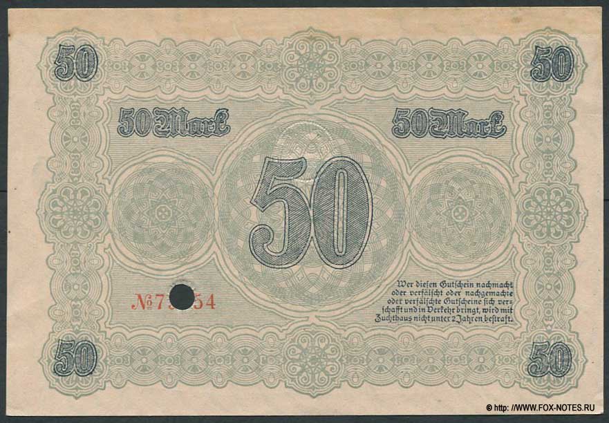 Finanz-Vereinigung Chemnitzer Industrieller 50 Mark 1918