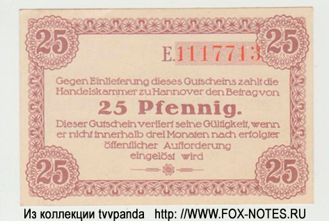 Handelskammer Hannover 25 Pfennig 1919  