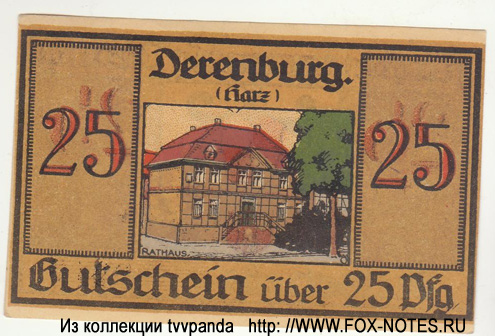 Stadt Derenburg 25 Pfennig 1921 gutschein
