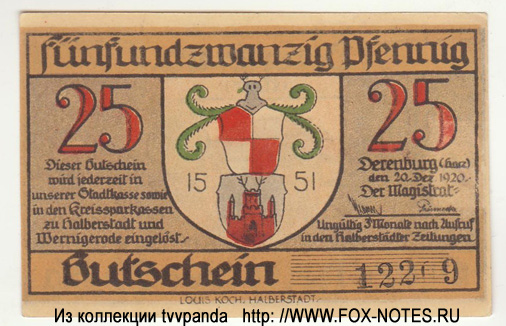 Stadt Derenburg 25 Pfennig 1921 Notgeld