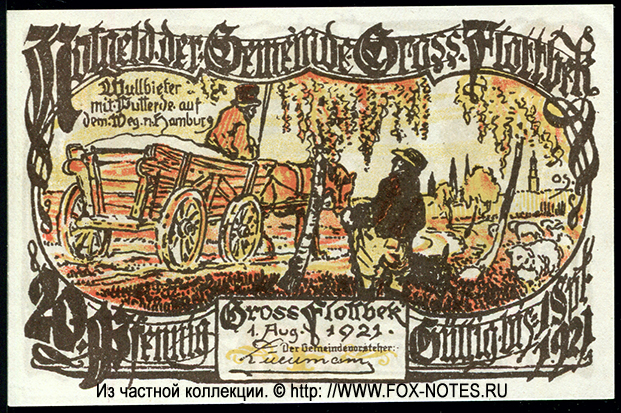 Notgeld der Gemeinde Groß Flottbek 20 Pfennig 1921