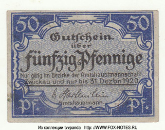 Amtshauptmannschaft Zwickau 50 pfennig 1920