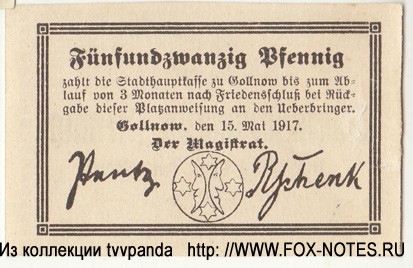 Stadtgauptkasse Gollnow 25 Pfennig 1917