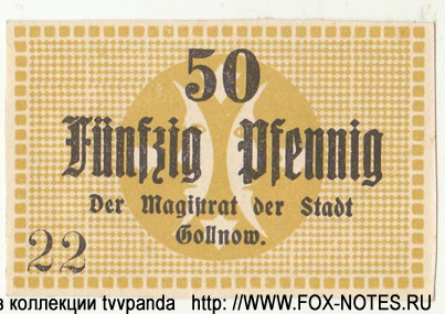 Stadtgauptkasse Gollnow 50 Pfennig 1917