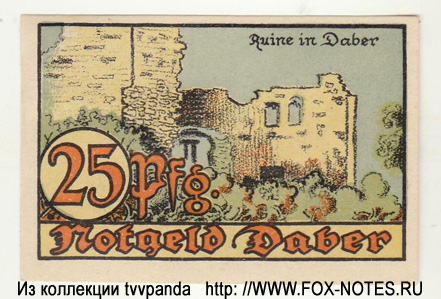 Notgeld Stadt Daber. 25 Pfennig 1921.