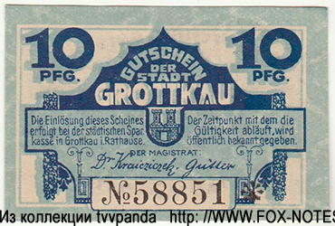 Stadt Grottkau 10 Pfennig blau