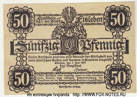 Stadt Eisleben 50 Pfennig 1917