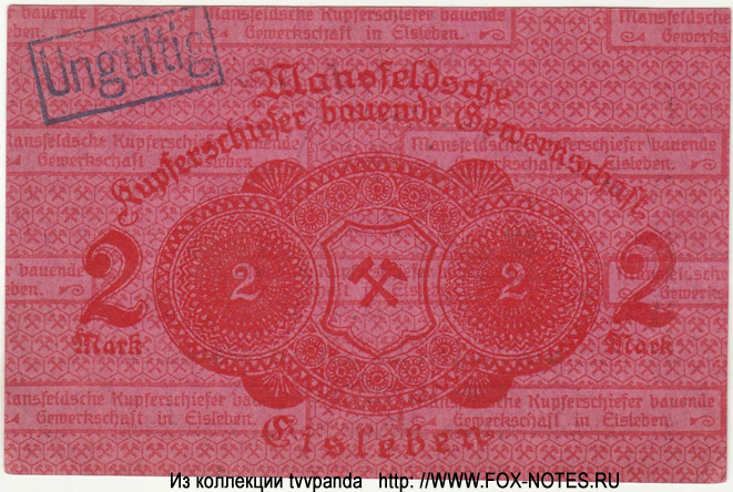 Mansfeldsche Kupferschiefer bauende Gewerkschaft Eisleben 2 Mark 1918