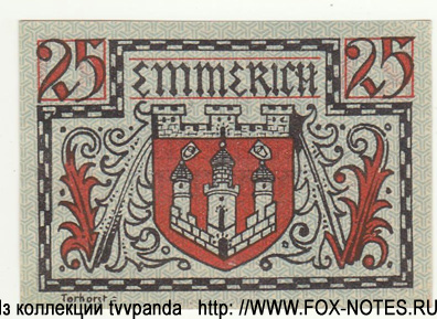 Gutschein der Stadt Emmerich. 25 Pfennig