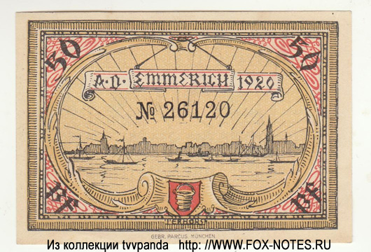 Stadt Emmerich. 50 Pfennig. 1920.