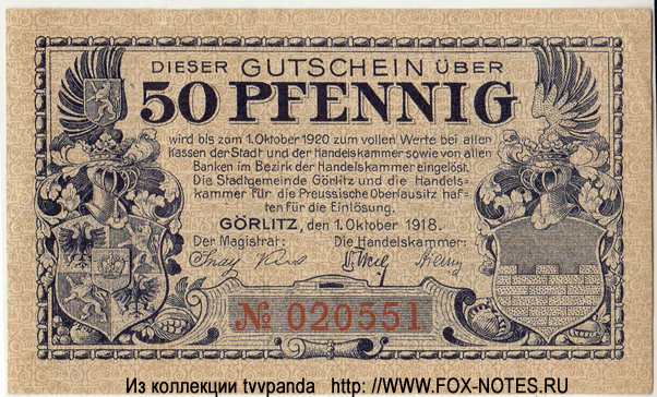 Stadt Görlitz 50 Pfennig 1918 Notgeld