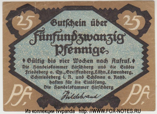 Handelskammer zu Hirschberg. 25 Pfennig. Notgeld