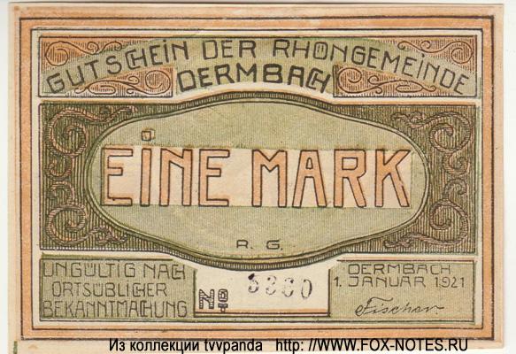 Gemeinde Dermbach  1 Mark 1921