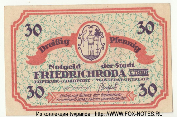 Notgeld der Stadt Friedrichroda 30 Pfennig serie 1A