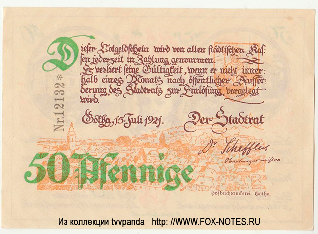 Stadt Gotha 50 Pfennig 1921 Notgeld