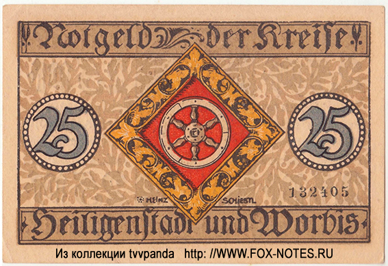Notgeld der Kreise Heiligenstadt und Worbis. 25 Pfennig 1. Juli 1919.