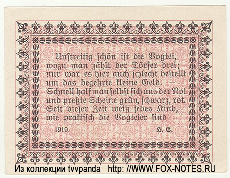 Gemeinde Oberdorla. Kreigs-Notgeld. 1/2 Mark. 1919.