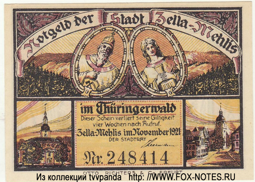 Notgeld der Stadt Zella-Mehlis. 50 Pfennig. November 1921.