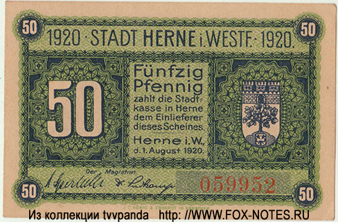 Stadt Herne 50 Pfennig 1920