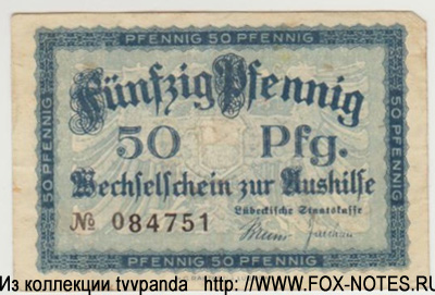 Lübeckische Staatskasse 50 Pfennig 1920 NOTGELD