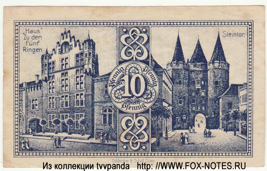 Stadt Goch. Schein.  10 Pfennig. 1921.