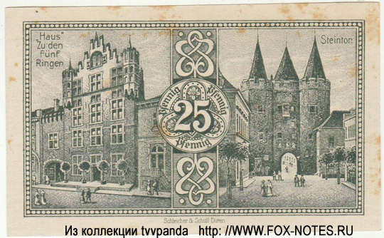 Stadt Goch. Schein.  25 Pfennig. 1921.