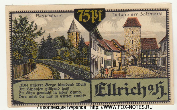 Stadt Ellrich 75 Pfennig 1921 = S