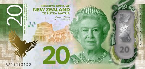 Reserve Bank of New Zealand 20 dollars 2016