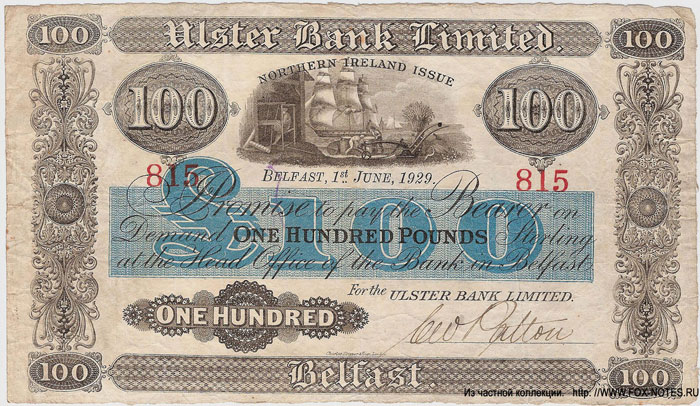  . ULSTER BANK LIMITED.  100  1929.