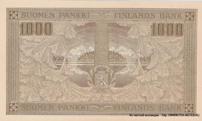 Finland. Banknote 1000 gold marks in 1918.