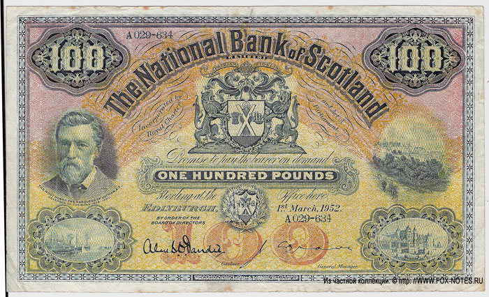  The National Bank Scotland.  100  1952.