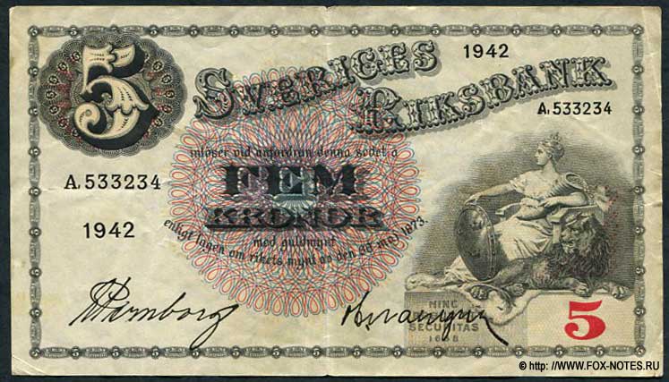  Sveriges Riksbank 5  1942