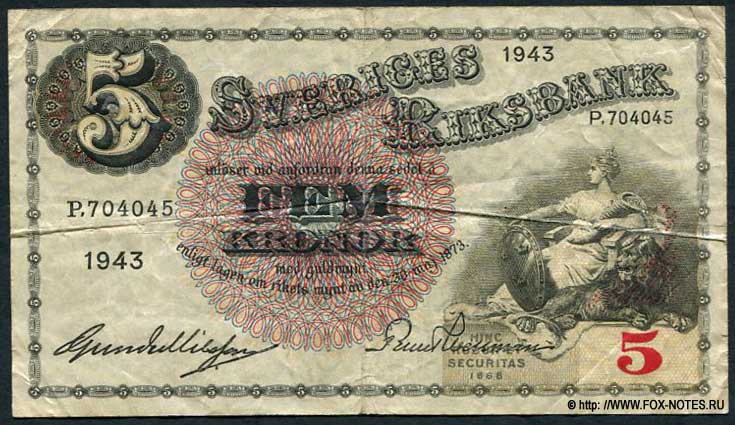  Sveriges Riksbank 5  1943