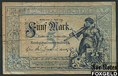  / Reichsschuldenverwaltung 5 Mark 1882 F Ro.:6