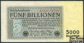  / Reichsbank 5 Billionen Mark 1923 Berlin den, 1. November 1923. Reichscdrukerei. VF- aXF Ro:127a