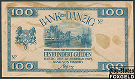  / Bank von Danzig 100  1924   (   ) VF Ro.835 / P:55