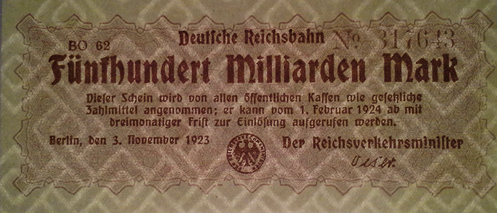 Reichsverkehrsministerium Berlin 500 Milliarden Mark 1923