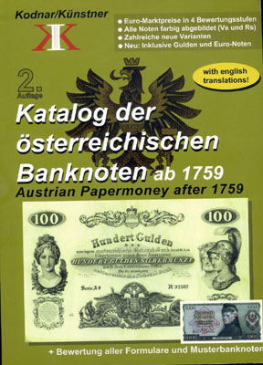 Kodnar, Johann Künstner, Norbert: Katalog der österreichischen Banknoten ab 1759
