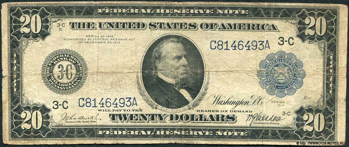 Federal Reserve Note 20 Dollars SERIES OF 1914