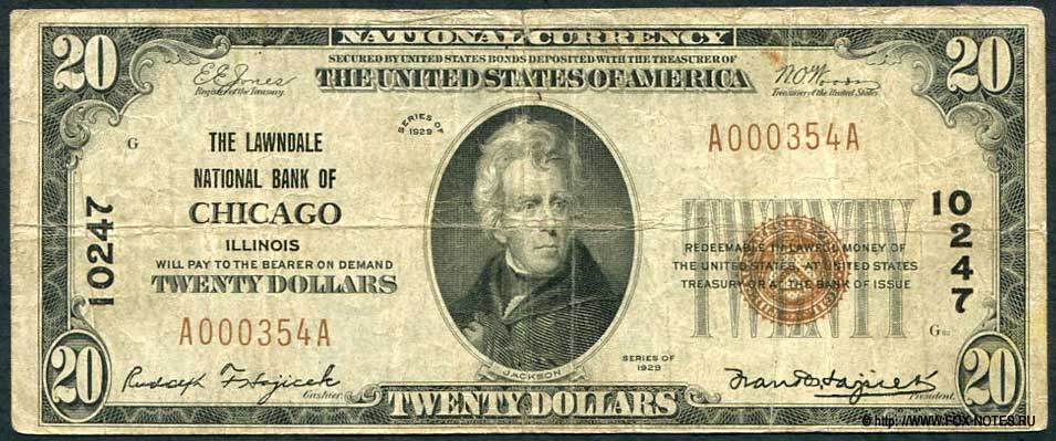 The Lawndale National Bank of Chicago 20 Dollars SERIES OF 1929