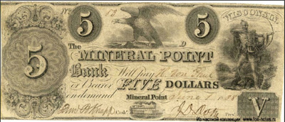 MINERAL POINT Bank, Wisconsin 5 dollars 1836