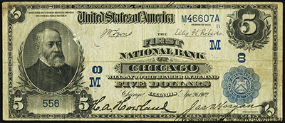 First Nacional Bank of Chicago SERIES OF 1902. 5 Dollars