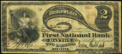 Эмиссии First National Bank of Dayton. National Bank Notes.