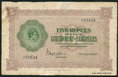 Government of Seychelles 5 rupees 1942