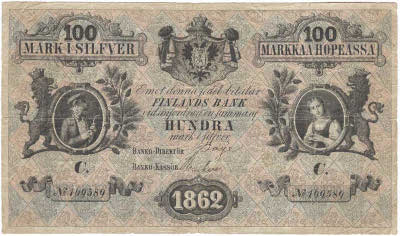  .   (Suomen Pankki, Finlands Bank).  100   1862 .  C